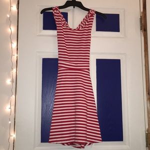 Red and white striped dress